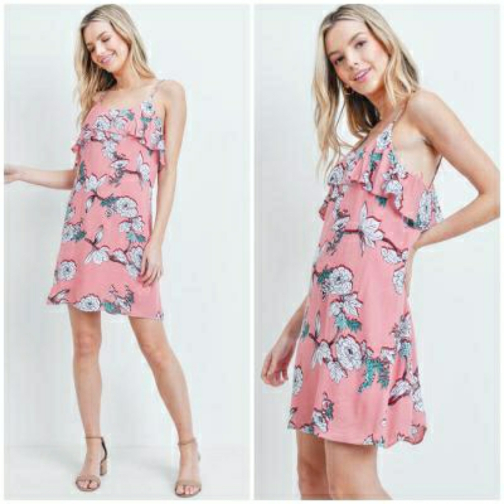 EVERLY Chic Mauve Floral Flowy Short Dress - Picture 2 of 9